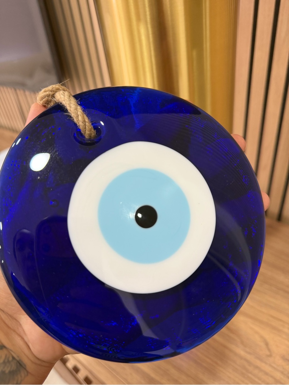 Handmade Blue Glass Evil Eye Wall Hanging - Protective Home Accent